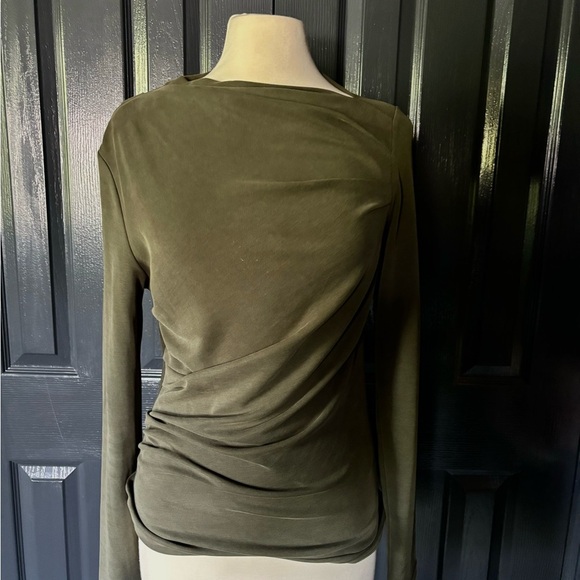 Acler Green Ruched Asymmetrical Blouse - Picture 1 of 4